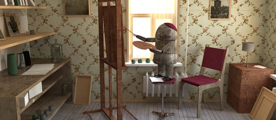 3D графика: интерьер+персонаж